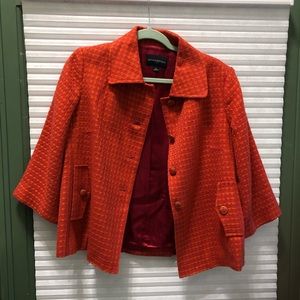 Banana Republic pink and orange cropped blazer.